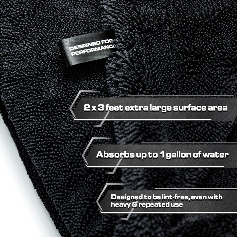 BlackLine 24"x36" Twisted-Loop Car Drying Towel, 1300GSM, Streak Free, Lint Free, Reusable - Car Accessories, Microfiber Cleaning Cloth for Car, Truck, SUV - One Pass is All You Need - Image 5